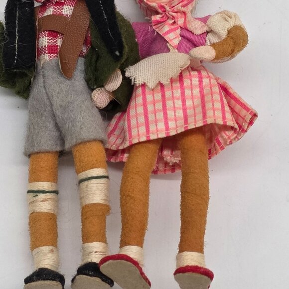 Vintage German Boy & Girl Handmade Dolls Traditional Dress Couple 4.5" Tall - Picture 3 of 8